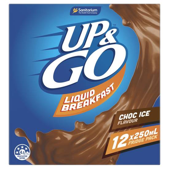 Sanitarium Up&Go Liquid Breakfast Chocolate Ice Fridge pack 12x250ml 3L