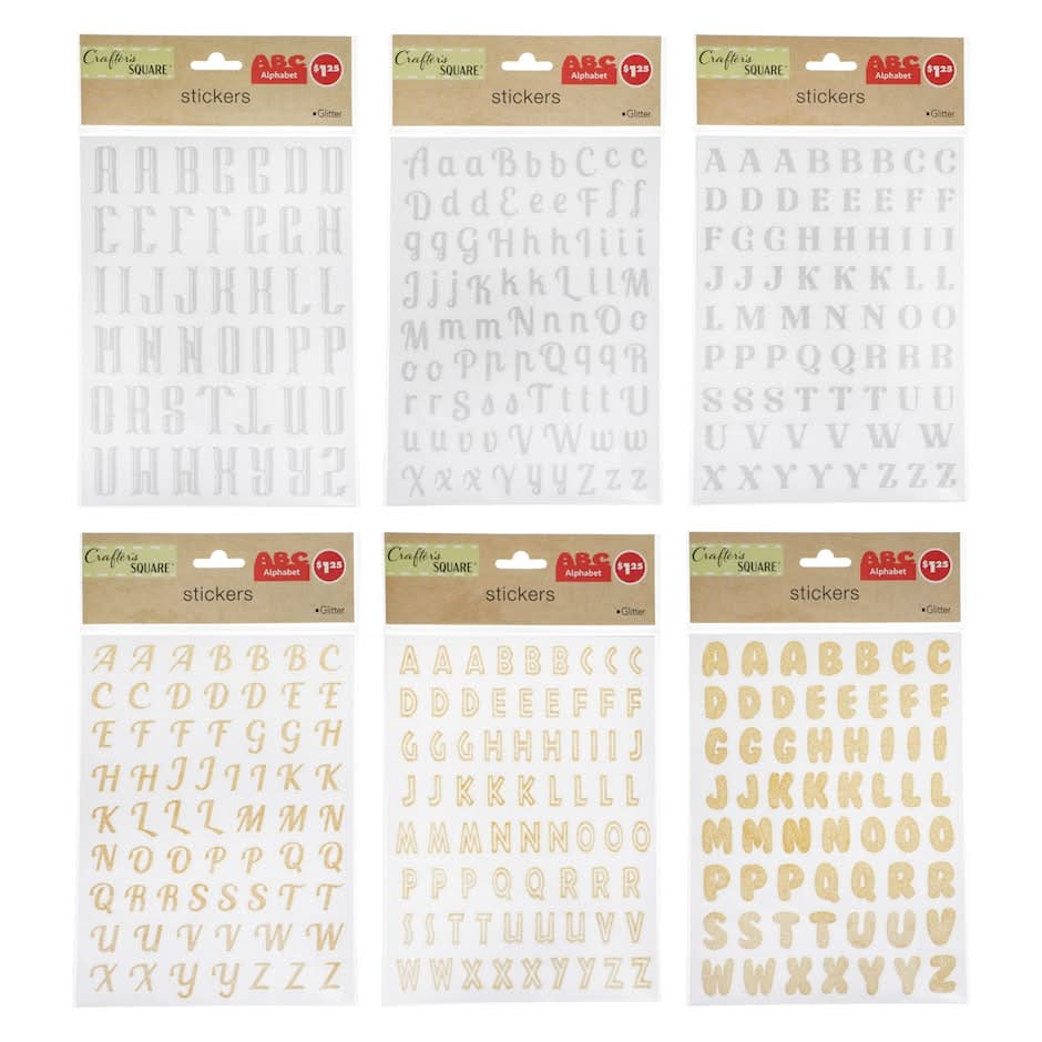 Crafters Square Vinyl Alphabet Glitter Stickers