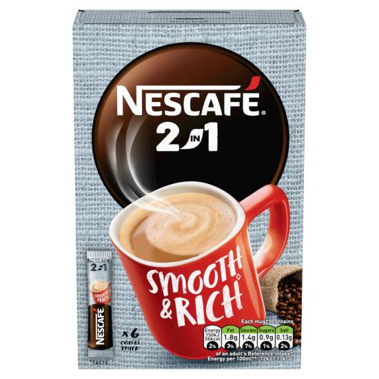 Nescafe 2in1 Instant Coffee 6 X 9g Sachets