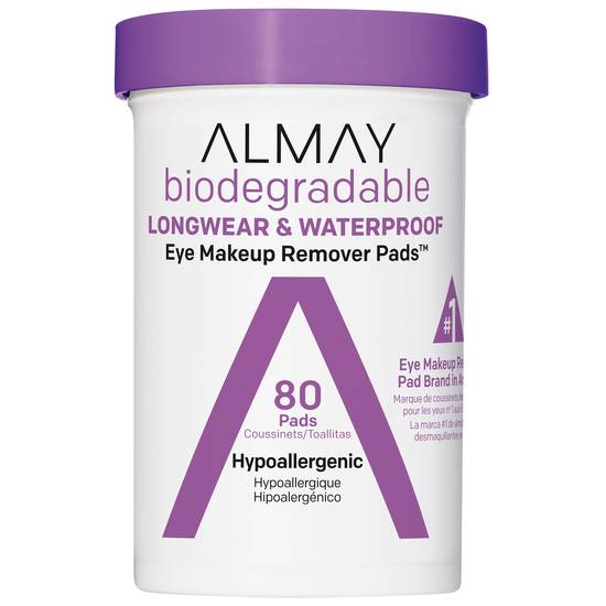 Almay Biodegradable Longwear & Waterproof Eye Makeup Remover Pads, 80CT