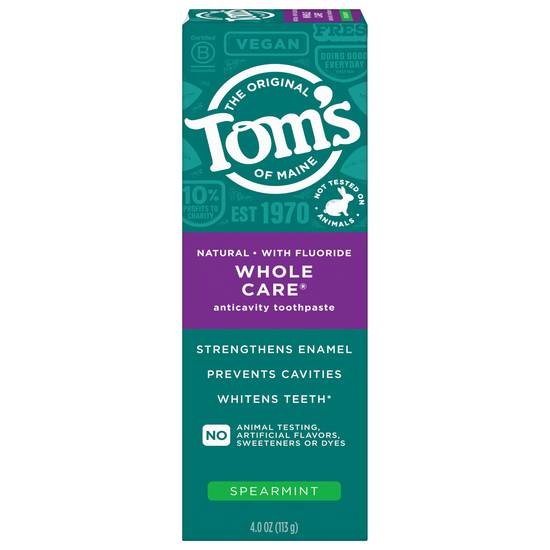Tom's Of Maine Whole Care Spearmint Toothpaste (4 oz)