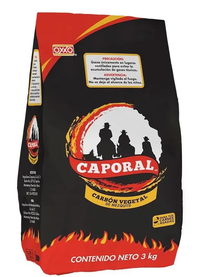 Caporal · Carbón vegetal de mezquite para asados