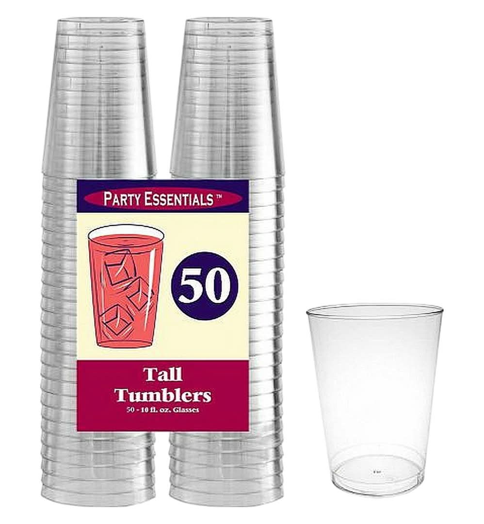 Party Essentials Plastic Tall Tumblers 10 fl oz (50 ct)