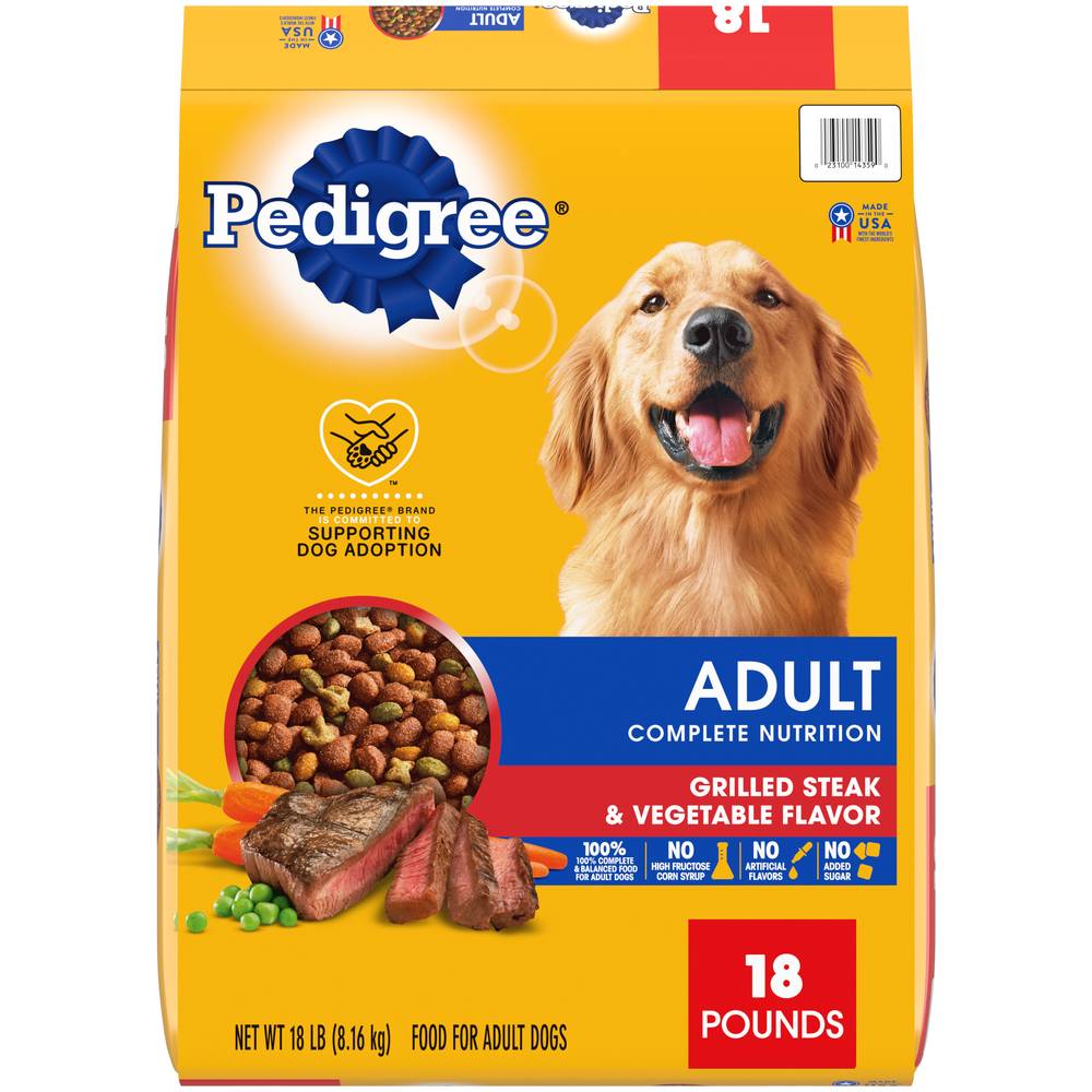 Pedigree Adult Complete Nutrition Grilled Steak & Vegetable Adult Dog Food (18 lbs)