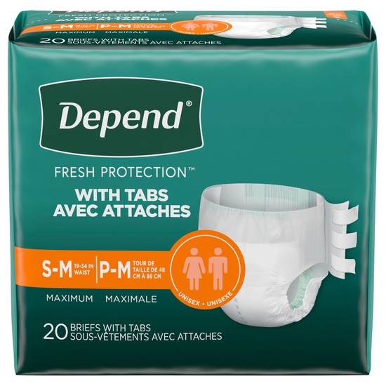 Depend Briefs Protection With Tabs S/M (20 ct)