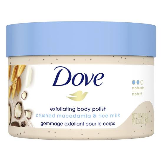 Dove Macadamia & Rice Milk Exfoliating Body Scrub, 10.5 OZ