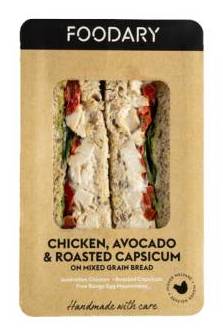 Foodary Chicken, Avocado, and Roasted Capsicum Sandwich on Mixed Grain Bread 216g