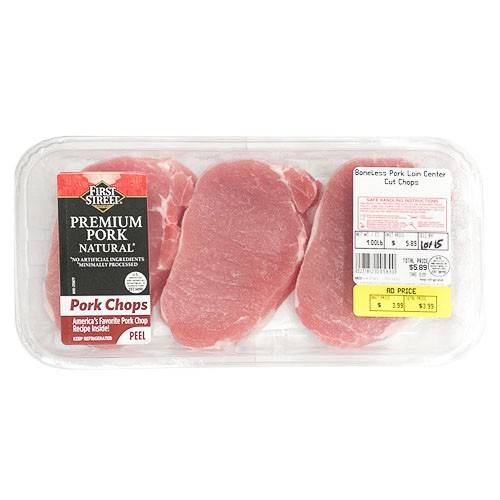 First Street · Boneless Center Cut Pork Loin Chops (approx 1 lb)