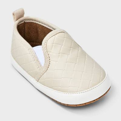 Cat & Jack Baby Boys' Woven Slip-On Infant Crib Shoes 6-9m, Light Beige