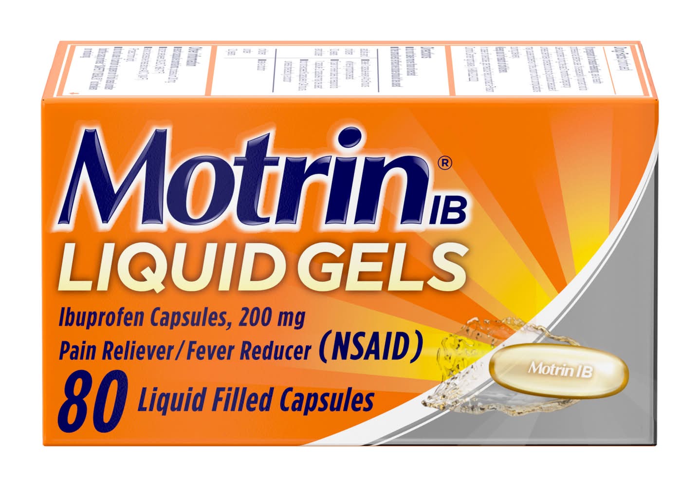 Motrin Pain Relief & Fever Reducer Liquid Gel Capsules 200 mg (3.2 oz, 80 ct)