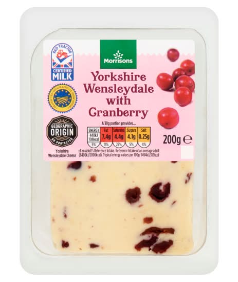 Morrisons Yorkshire Wensleydale Cheese With Granberry (200g)