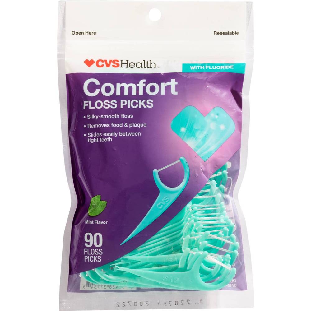 Cvs Health Comfort Floss Picks, Mint, 90 Ct