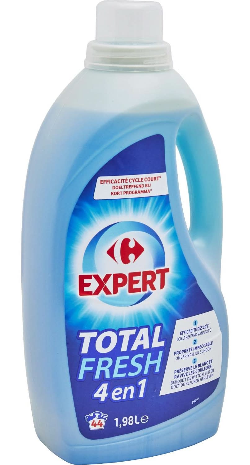 Carrefour Expert - Détergent à lessive liquide total fresh 4en1 44 lavages (1,98L)