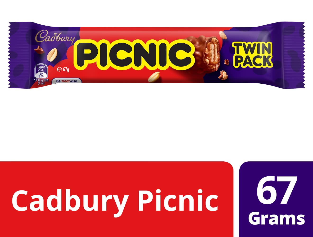 Cadbury Picnic Chocolate Bars Twin pack (67g)
