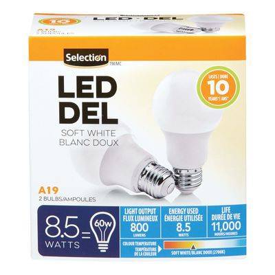 Selection 8.5 Watts Soft White Led Bulbs (2 un)