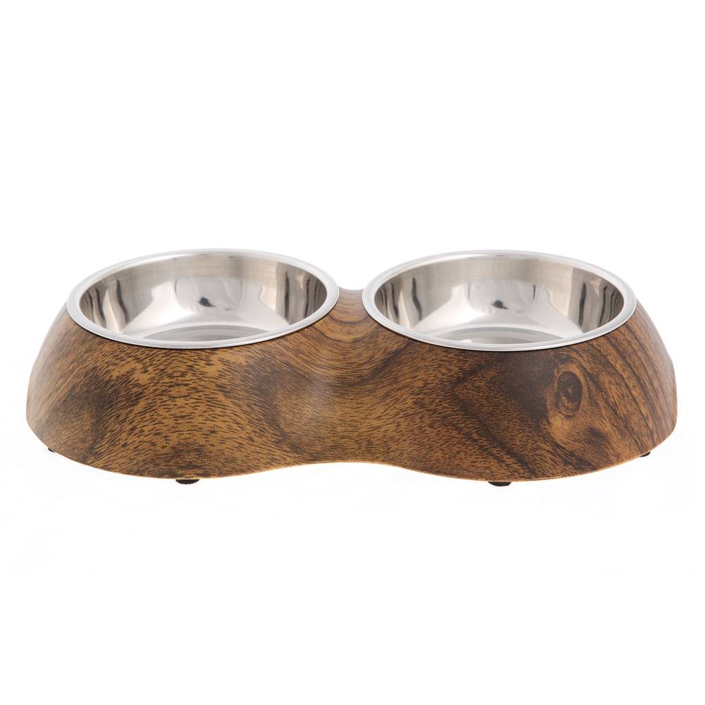 Whisker City Wood Double Diner Cat Bowl (.75 cup)