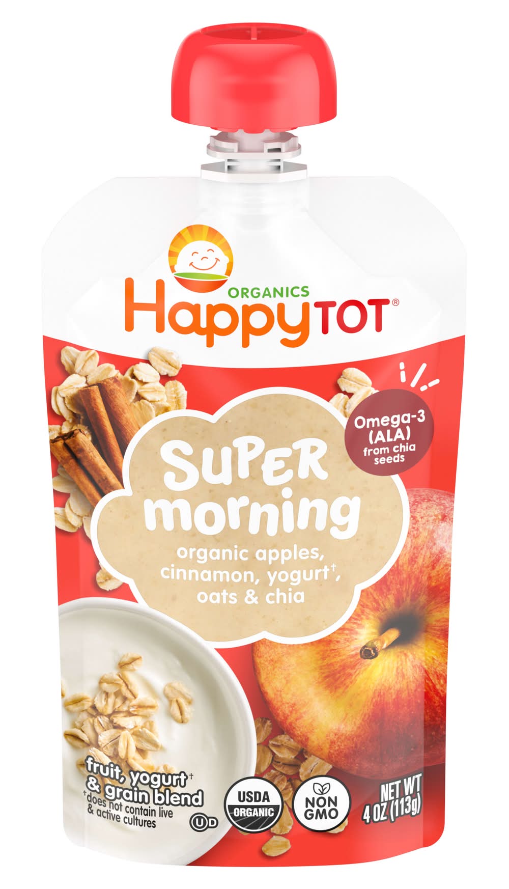 Happy Baby Apples Cinnamon Yogurt & Oats + Super Chia Fruit Grain Blend (4 oz)