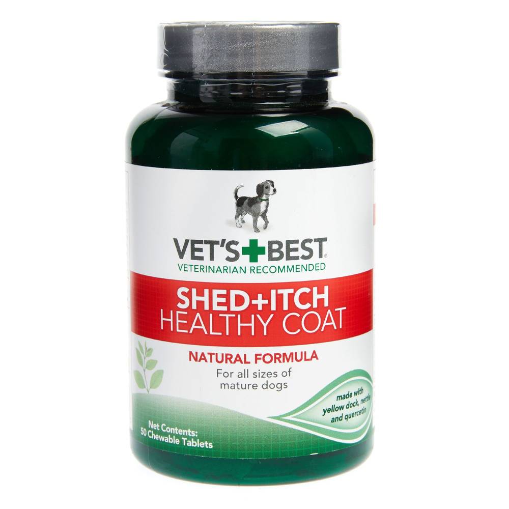 Vet's Best Shed + Itch Healthy Coat Chewable Dog Tablets, 50 ct, None