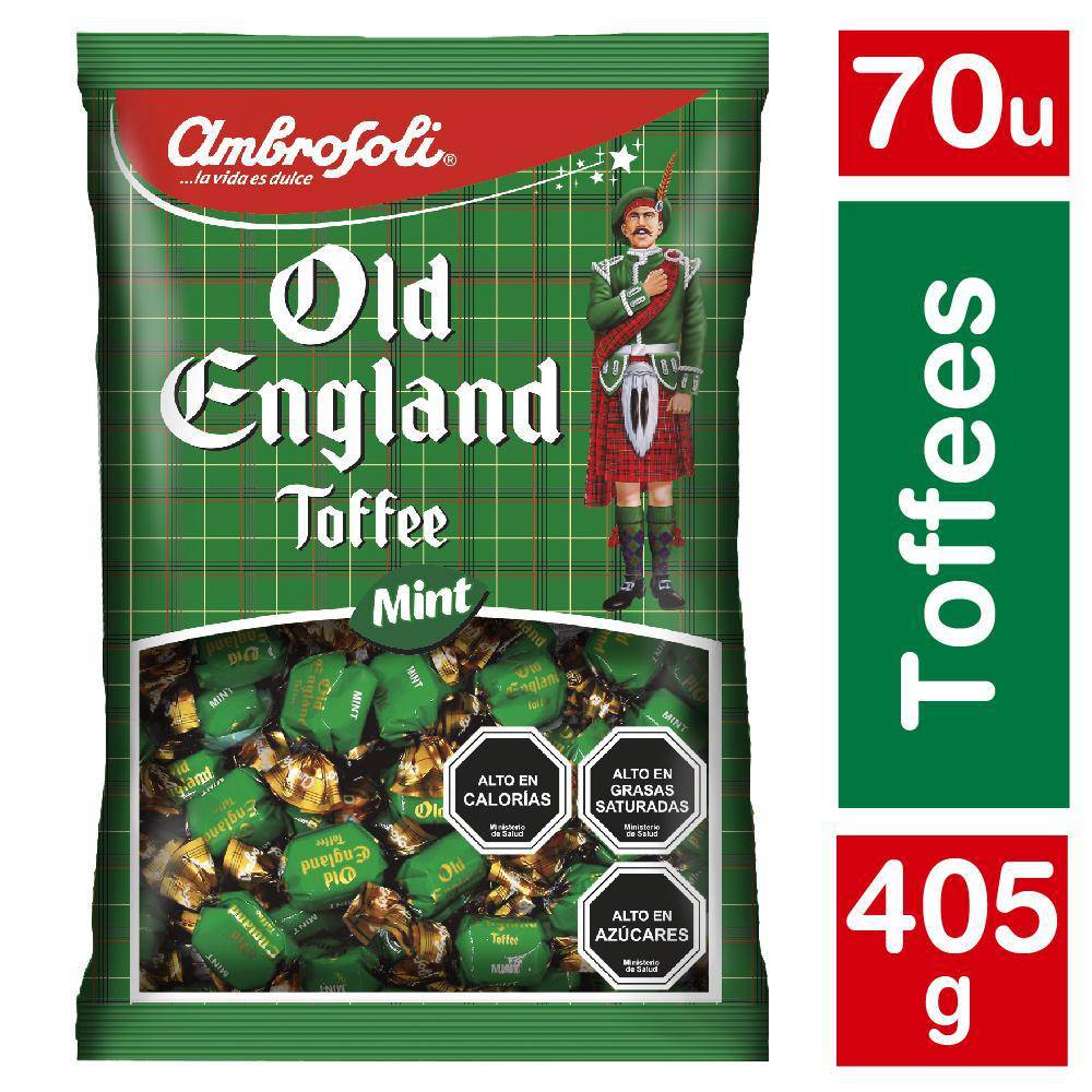 Ambrosoli caramelos old england toffee mint (bolsa 405 g)