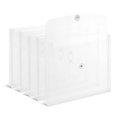 Staples Plastic Filing Envelope With Button & String Closure, 1.25'', Clear (5 ct)