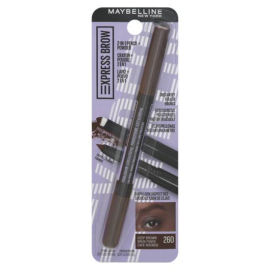 Maybelline 260 Deep Brown Express Brow 2-in-1 Pencil (0.02 oz)