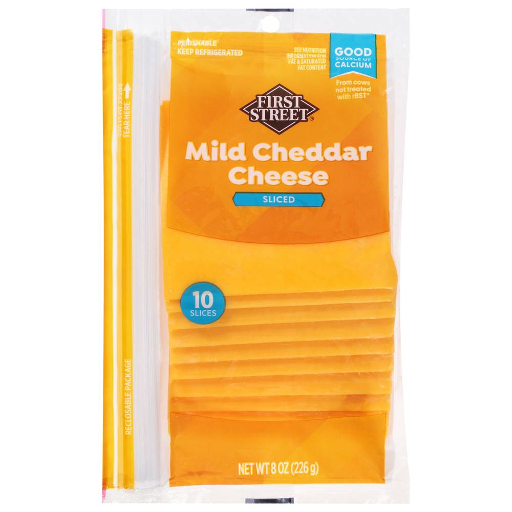 First Street Sliced Mild Cheddar Cheese (8 oz, 10 ct)