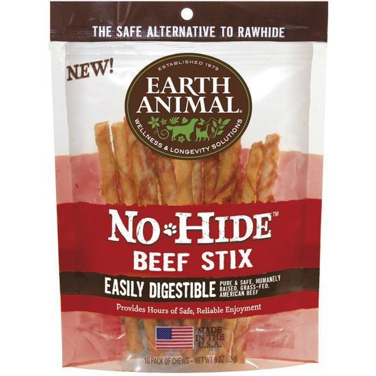 Earth Animal Nohide Beef Stix Chew Dog Treat 10-pk