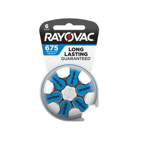 Rayovac Hearing Aid Battery, 675, 6 ct