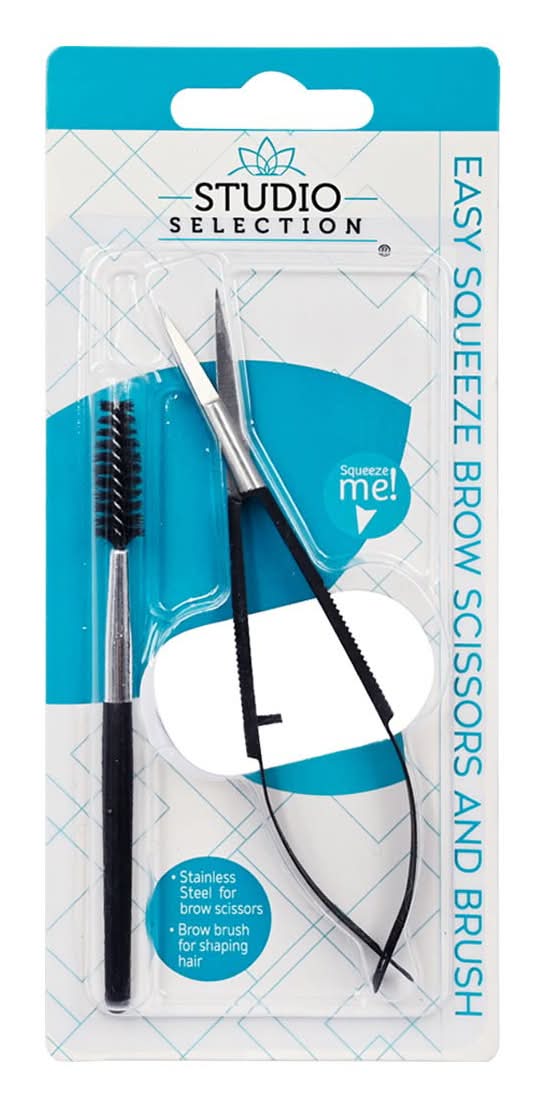 Studio Selection Easy Squeeze Brow Scissor & Brush Set (2 ct)