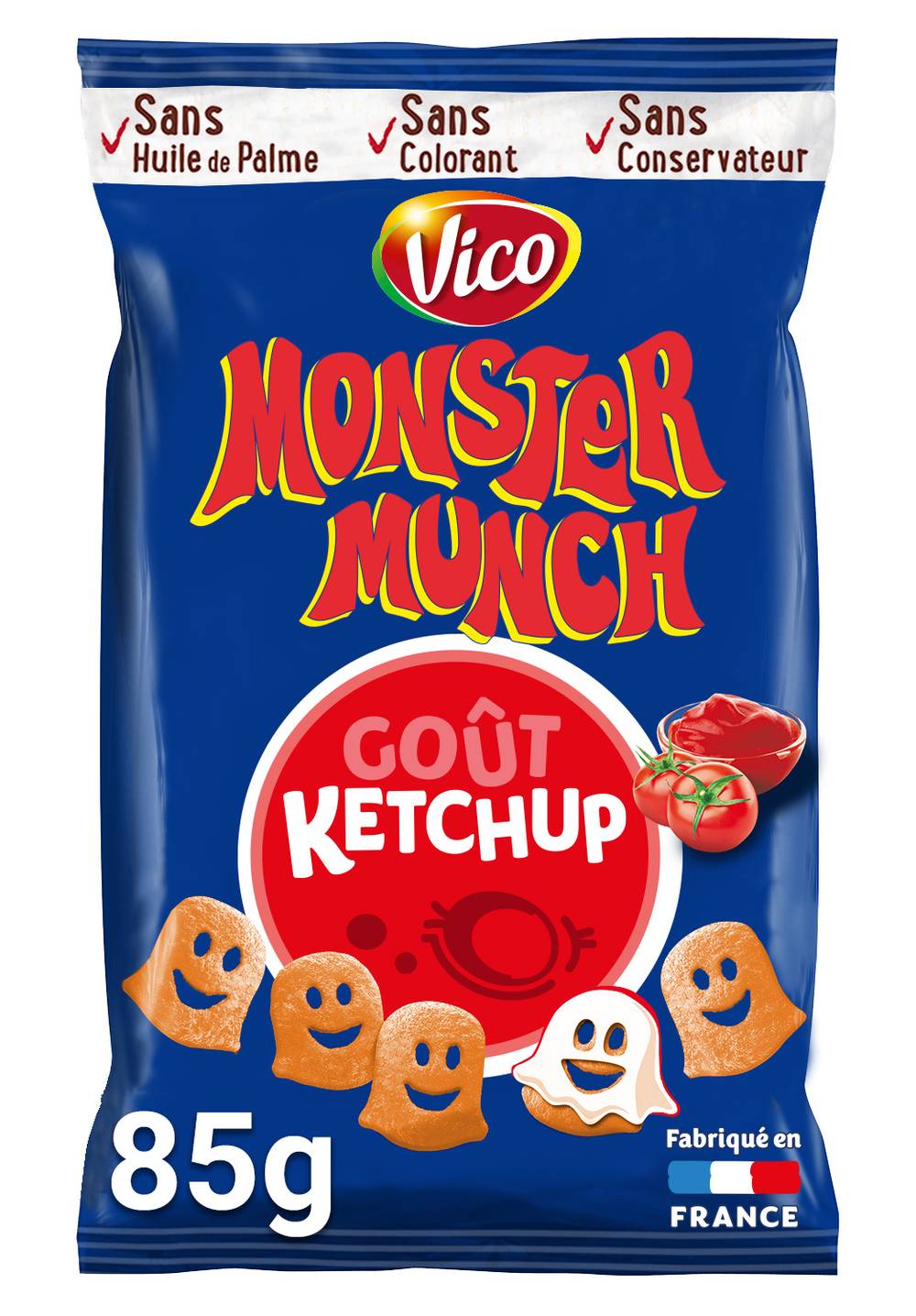 Monster Munch - Biscuits apéritifs soufflé à base de pomme de terre, ketchup (85g)
