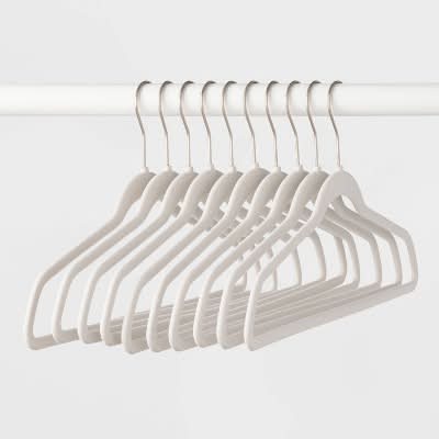 Brightroom Flocked Hangers, White (10 ct)