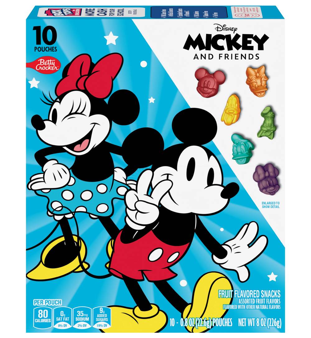 Betty Crocker Disney Mickey and Friends Fruit Snacks, Assorted Fruit (0.8 oz, 10 ct)