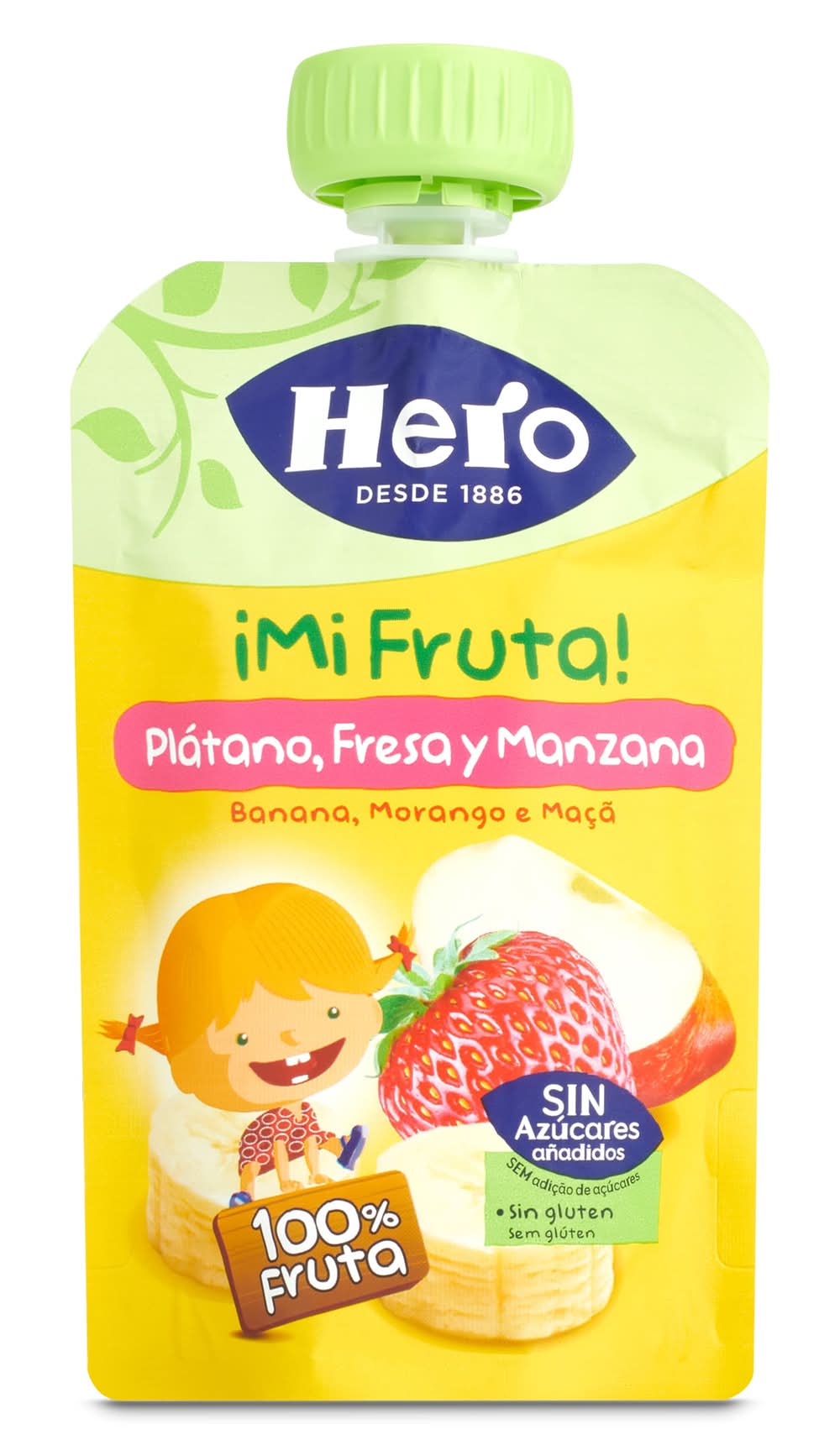 Puré De Plátano, Fresa Y Manzana Hero Bolsa 100 G