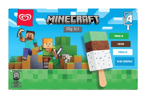 Vanilla-Chocolate, Minecraft Ice Cream Sticks (4 x 75ml)