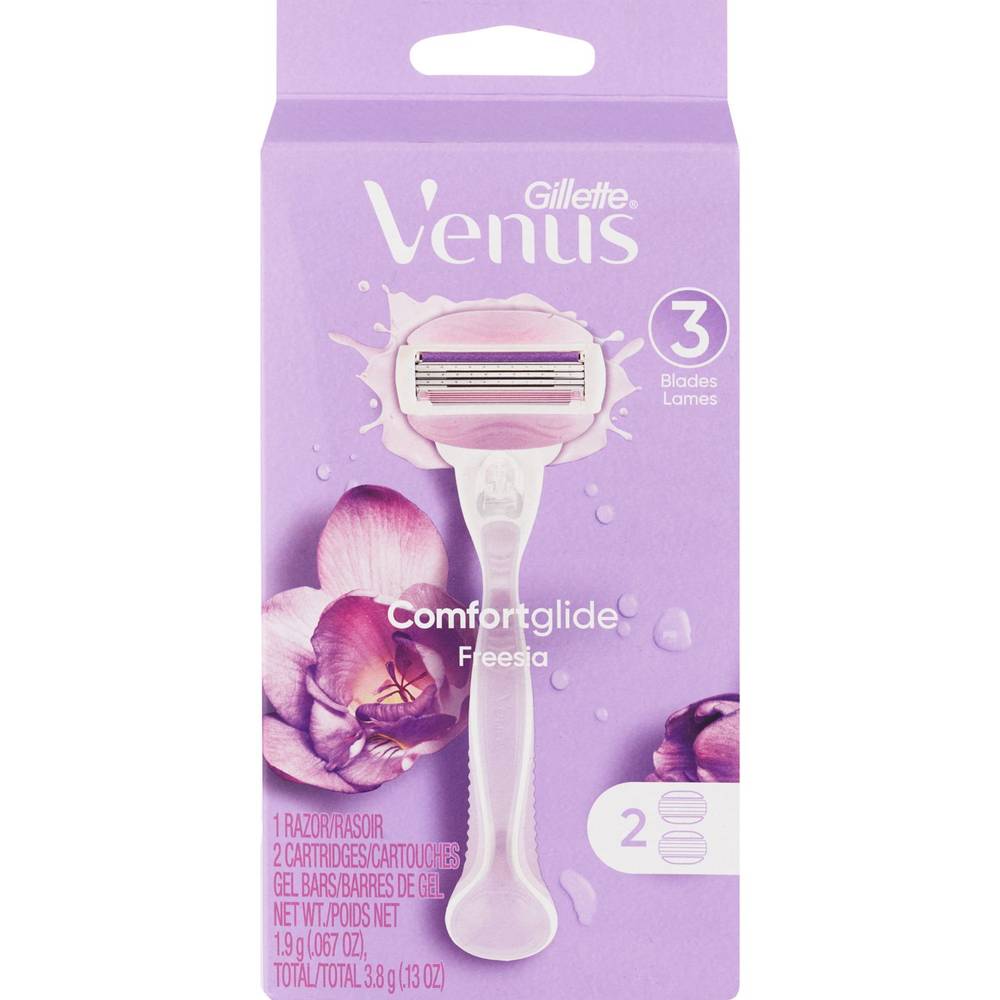 Gillette Venus Comfortglide Freesia Razor + 2 Razor Blade Refills