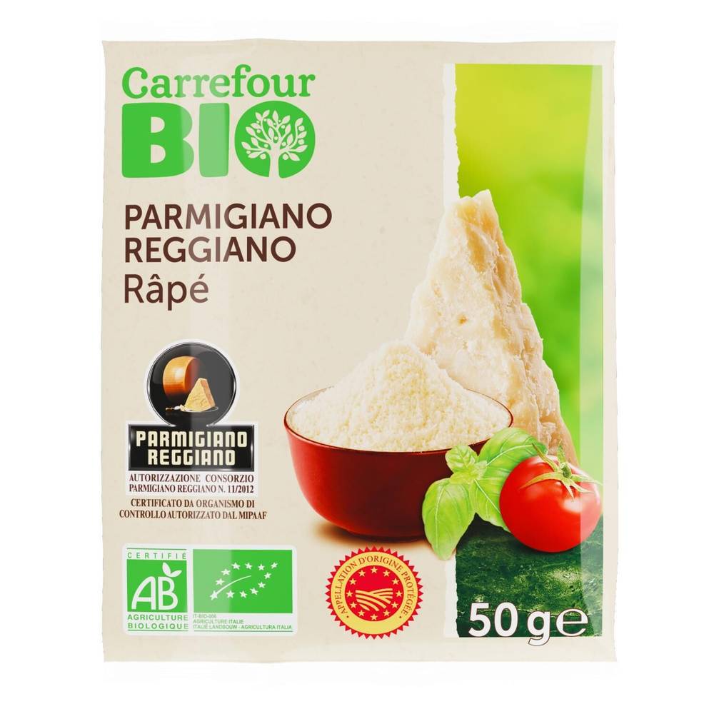 Carrefour Bio - Fromage râpé bio parmigiano reggiano aop (50g)