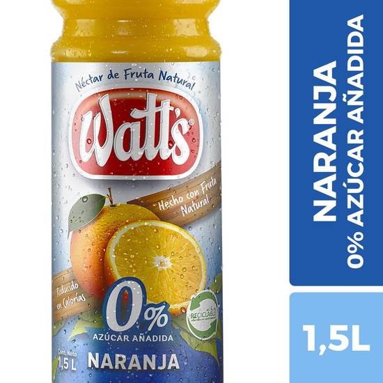 Watt's - Jugo néctar de naranja 0% azúcar añadida - Botella 1.5 L