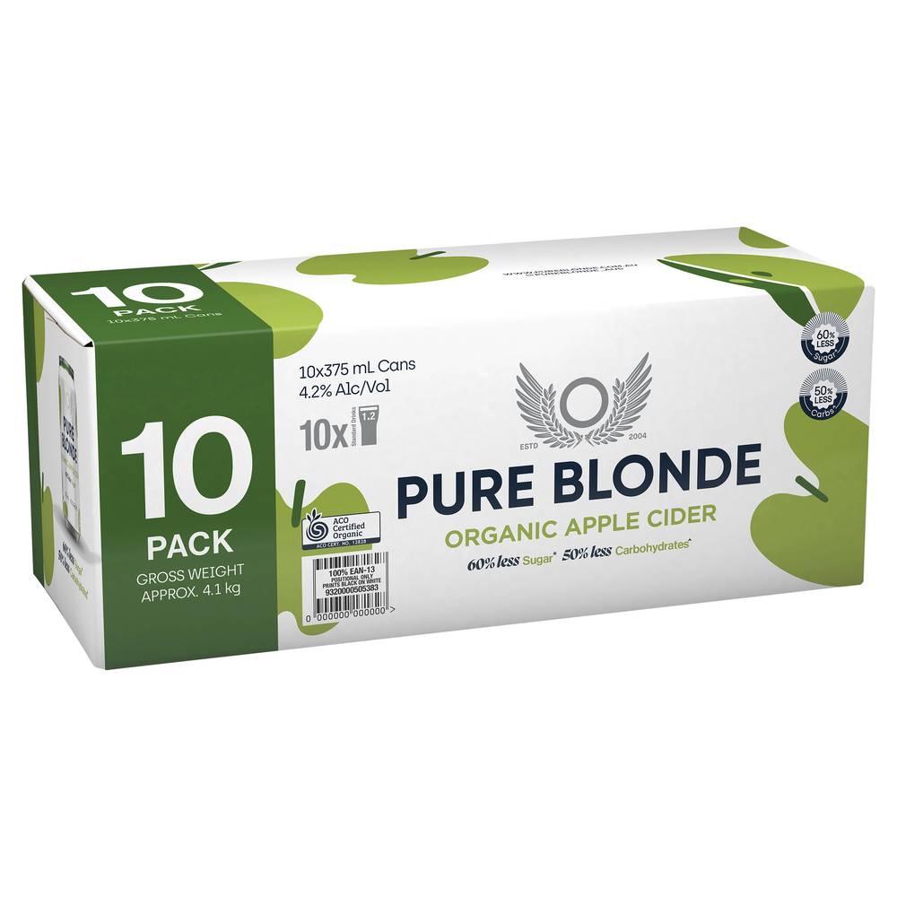 Pure Blonde Cider Can 375mL  X 10 Pack