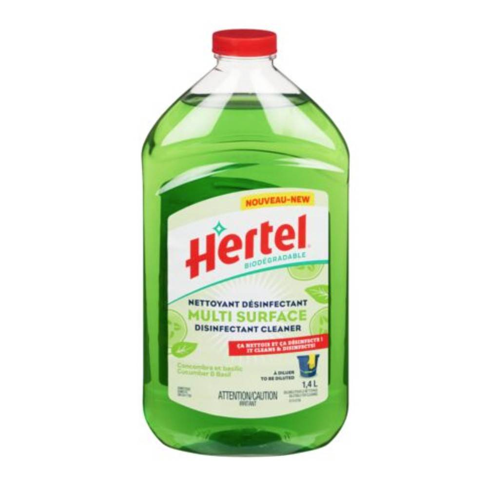 Hertel biodégradable concombre basilic (473 ml) - multi-surface disinfectant cleaner basil & cucumber (1.4 l)