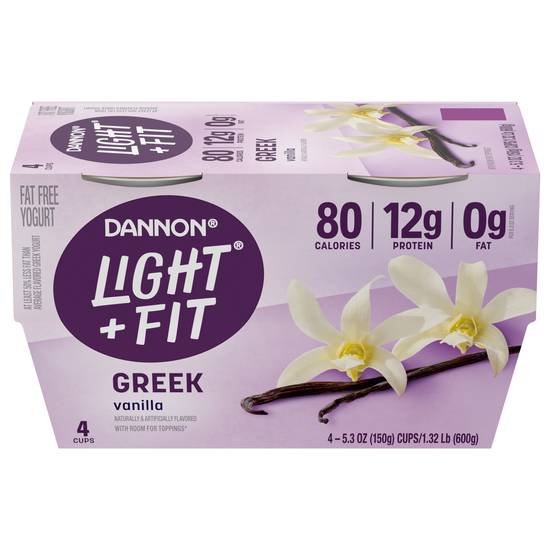 Light + Fit Dannon Nonfat Greek Yogurt (vanilla)