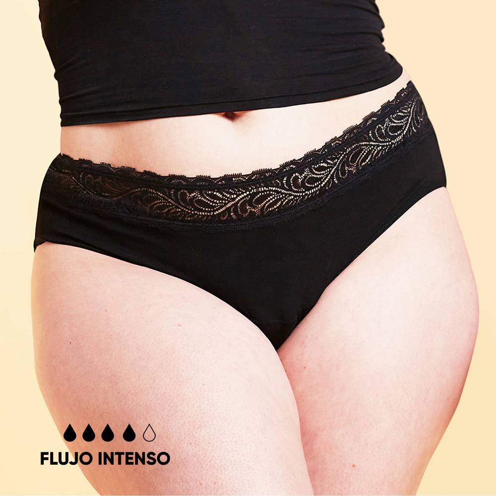 Bloodygreen · Pantaleta menstrual flujo intenso - xl - Negro