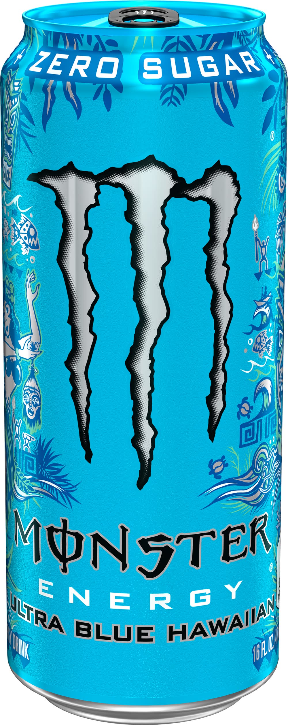 Monster Energy Zero Sugar Energy Drink, Ultra Blue Hawaiian (16 fl oz)