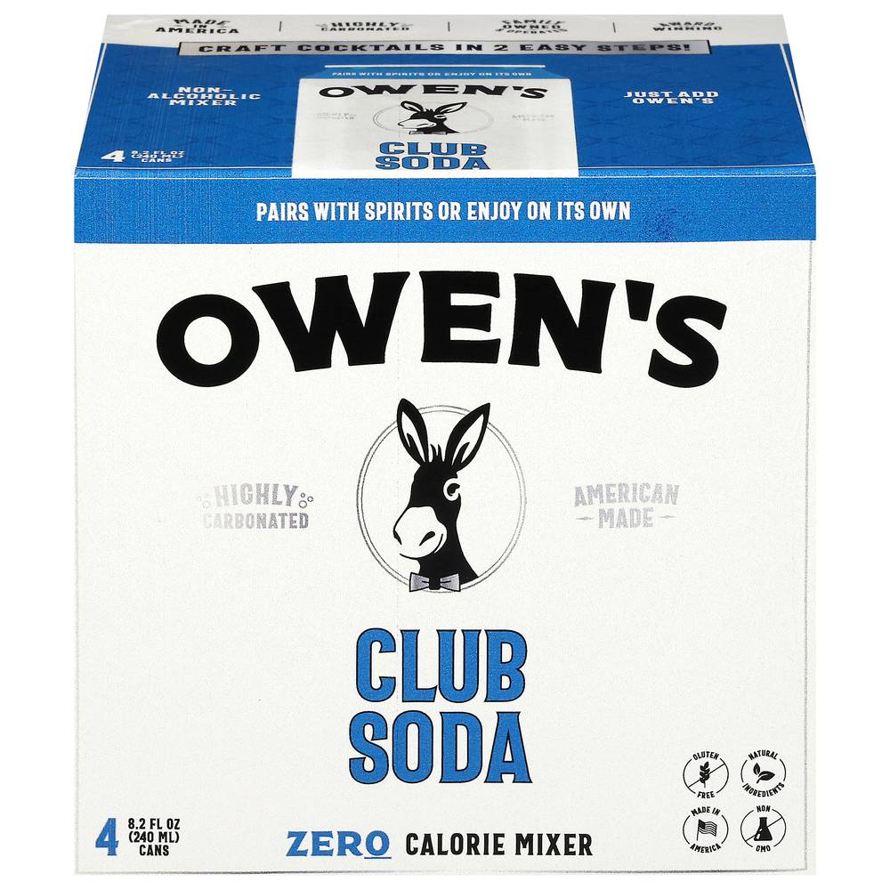 Owen's Craft Mixers Club Soda (4 x 8.2 fl oz)