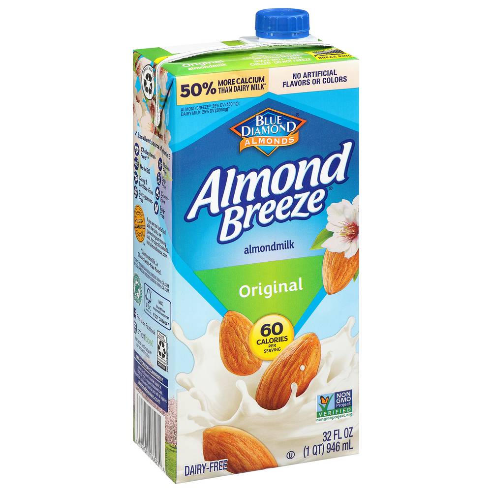 Almond Breeze Blue Diamond Dairy Free Almond Milk, Original (32 fl oz)