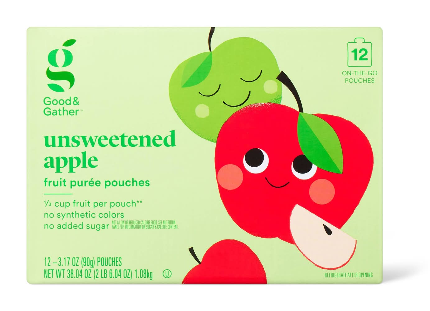 Good & Gather Fruit Purée Pouches, Unsweetened Apple (12 x 3.17 oz)
