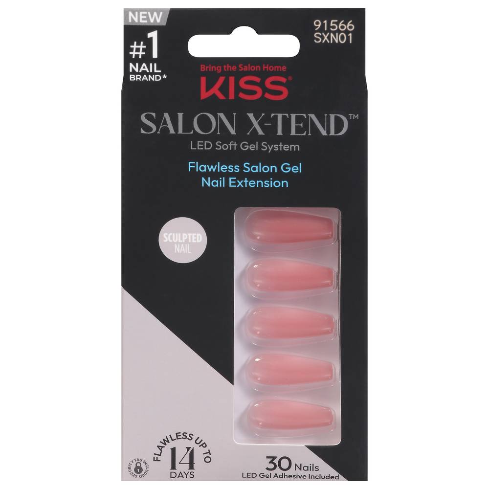 KISS Salon X-Tend Flawless Salon Gel Led Soft Nail Extension Long (30 ct)