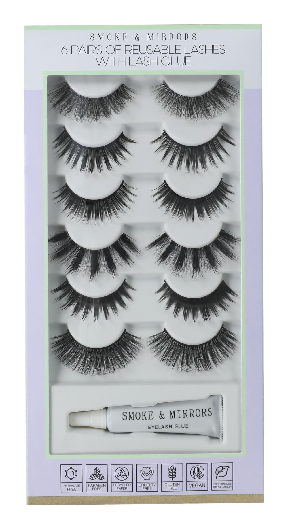 Reusable False Eyelashes With Lash Glue 6-Count