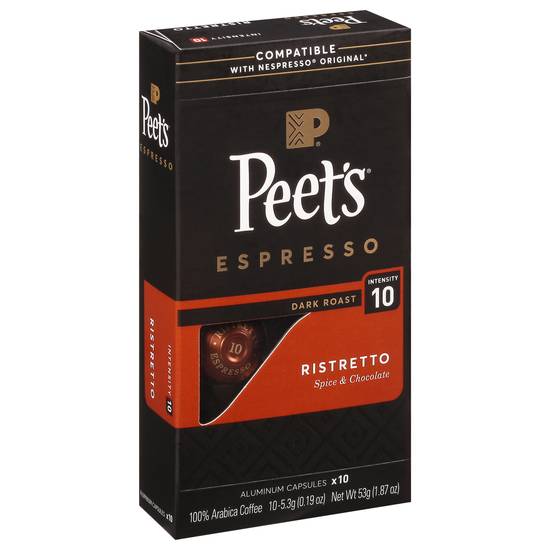 Peet's Coffee Ristretto Dark Roast Espresso (10 ct)