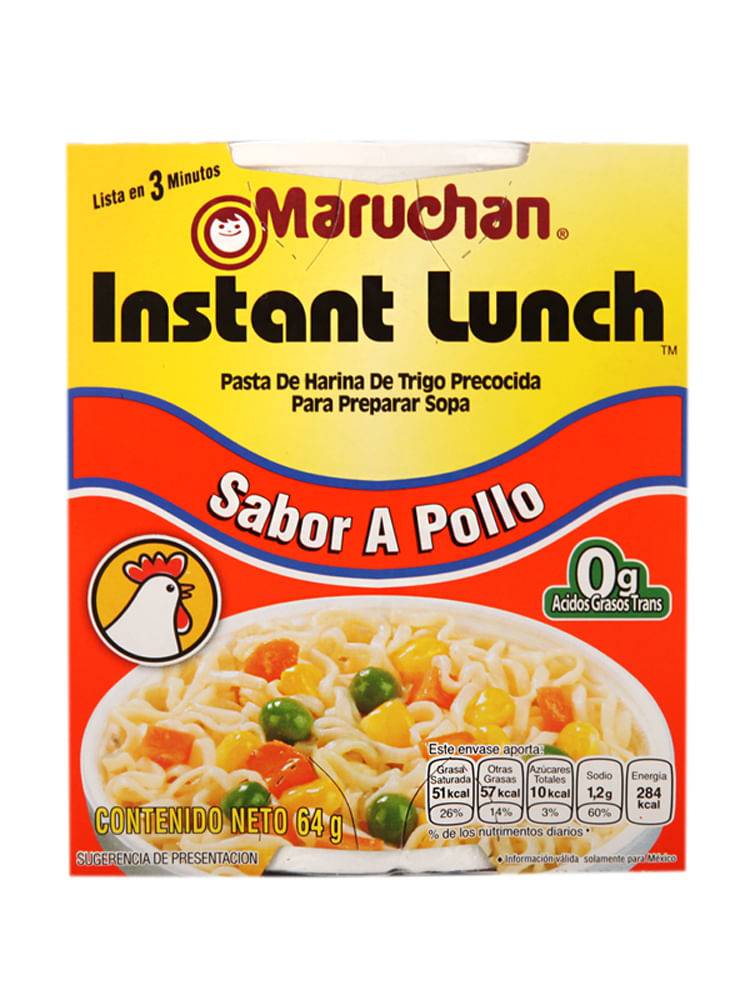 Maruchan pasta instantánea sabor pollo (pote 64 g)