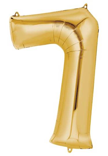 Inflated 34" Gold Mylar Number Balloon
